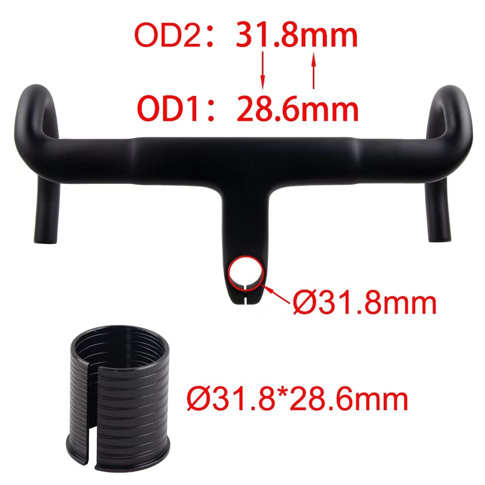 Le plus récent vélo de route de course aérodynamique mat UD guidon et tige en fibre de carbone intégré adaptateur de conversion 31.8mm 28.6mm