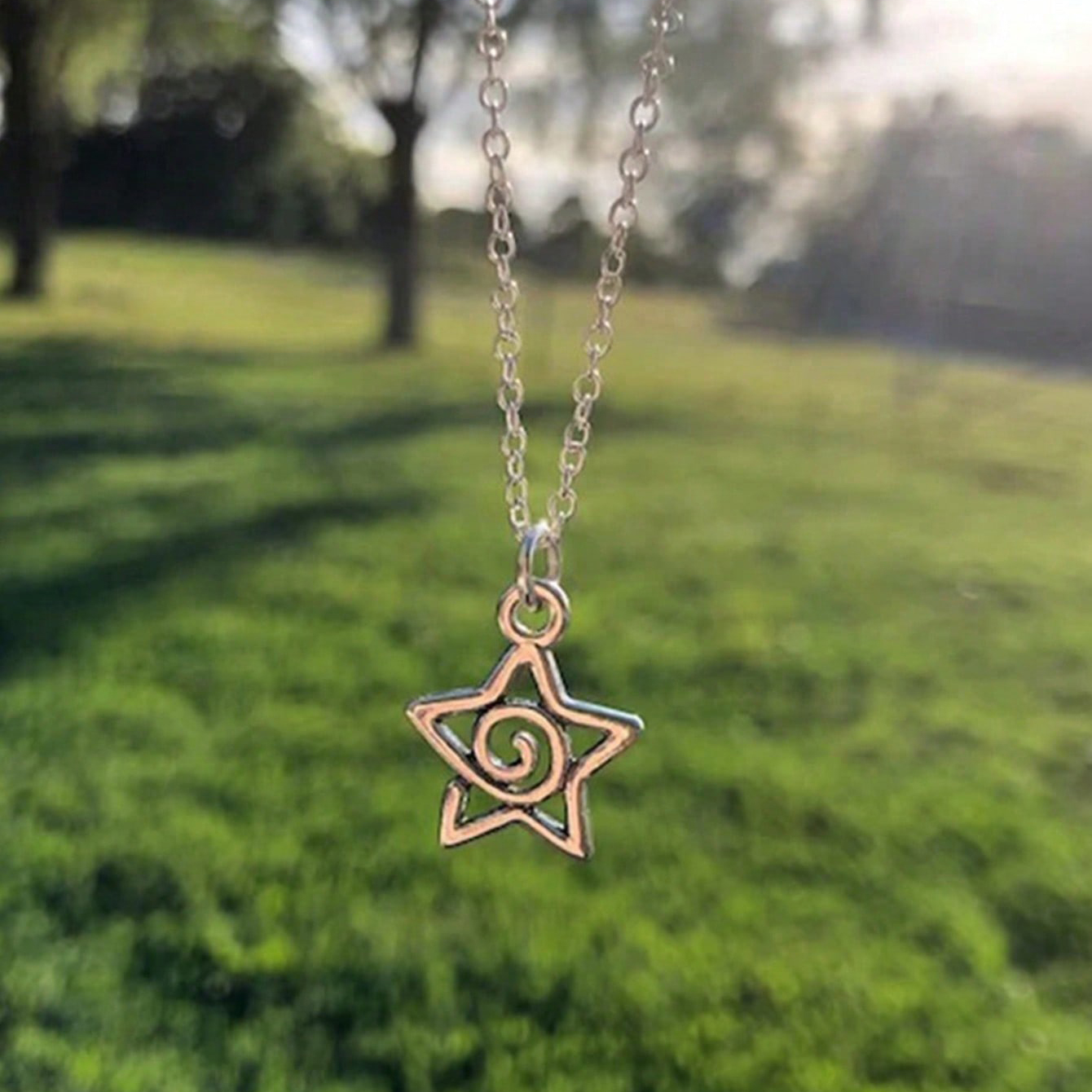 Y2K Silver Whirlpool Star Pendant Necklace Suitable for Women's Aesthetic Jewelry Gifts