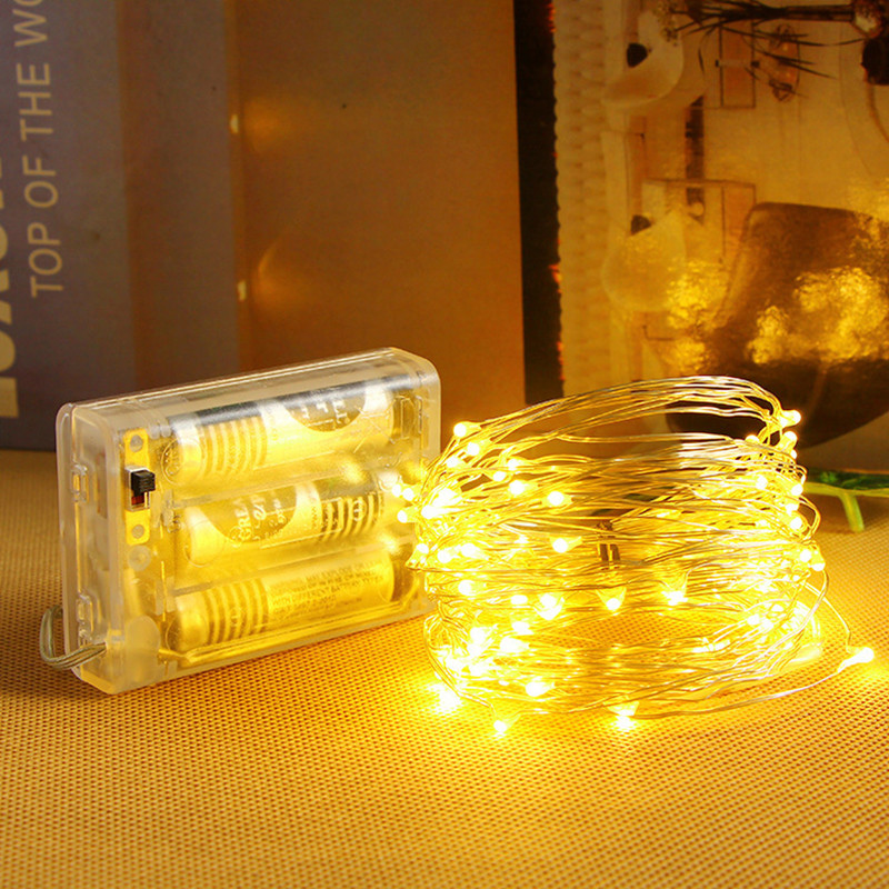 Guirlande de Noël pour la décoration de la maison et de la chambre, 10/20/50/100 LED, fonctionnant sur piles, guirlande lumineuse à LED, lumières féériques, lumières de fête