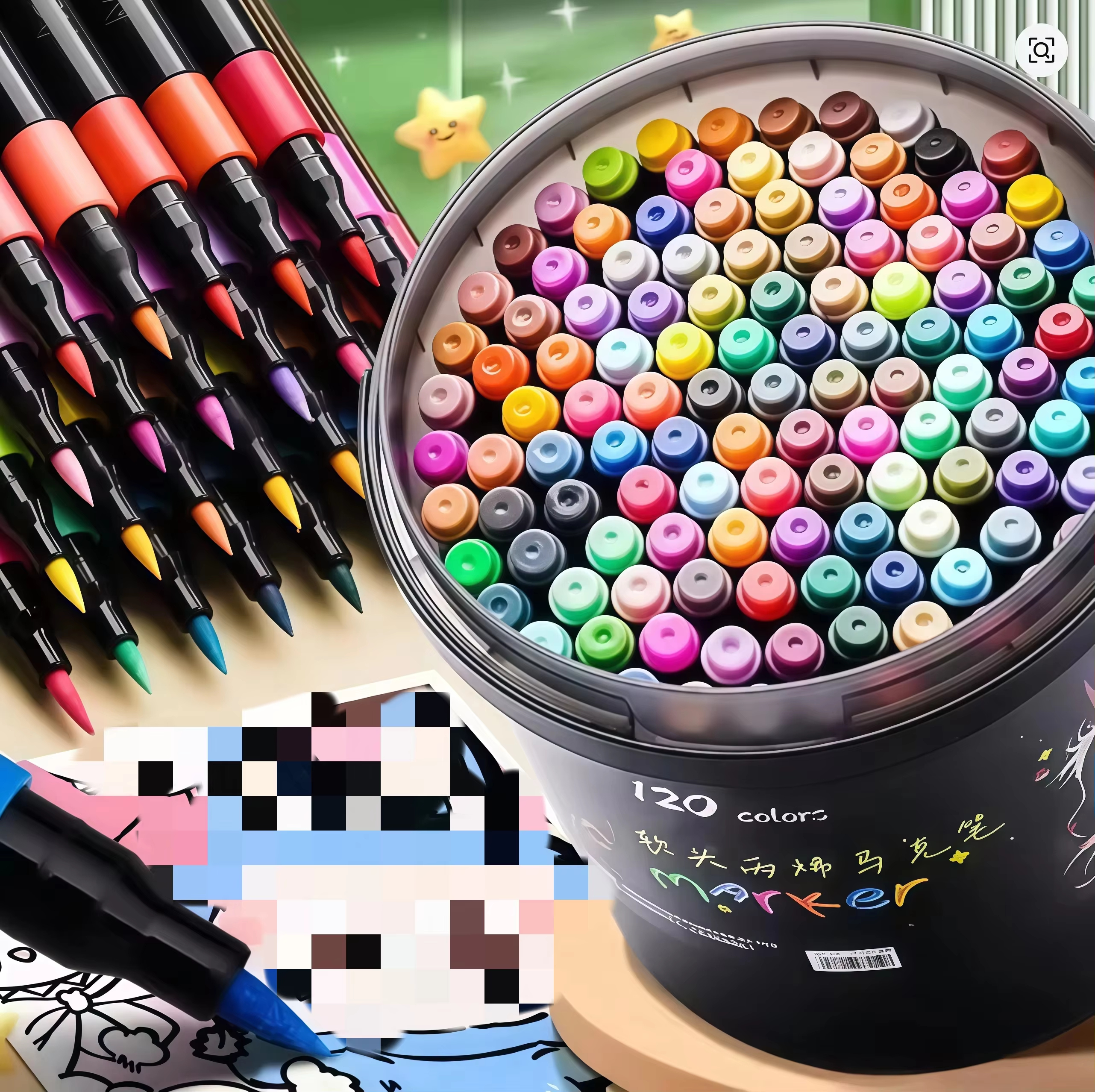 Conjunto de canetas marcadoras acrílicas de ponta macia com 24/36/48/60/80/120 cores, à prova d'água, com alta cobertura, para desenho em aulas de arte para estudantes.