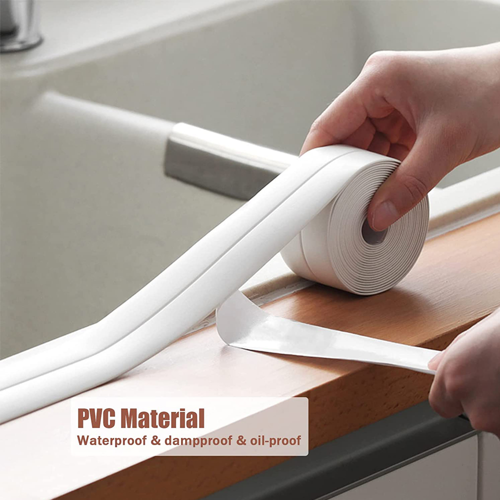3.2M PVC Caulk Tape Self Adhesive Oil-Proof Kitchen Sink Edge Corner Wall Sticker  Bath Waterproof Toilet Sealing Strip Tape