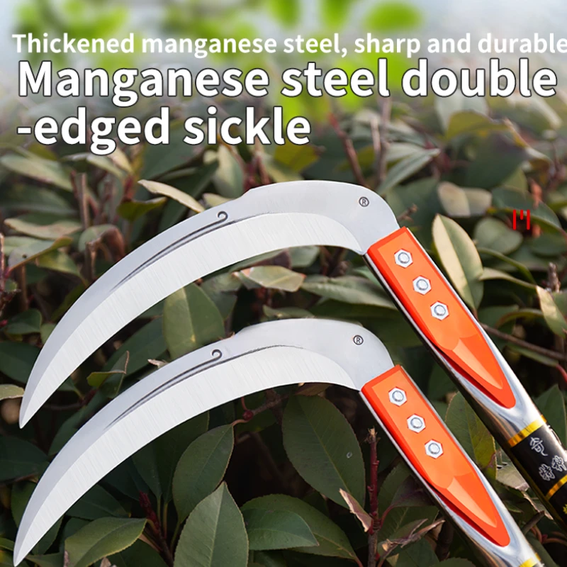 Hoz de césped manual – Herramienta de deshierbe de grietas para carreteras, Hoz agrícola de mango largo para corte de césped y jardinería