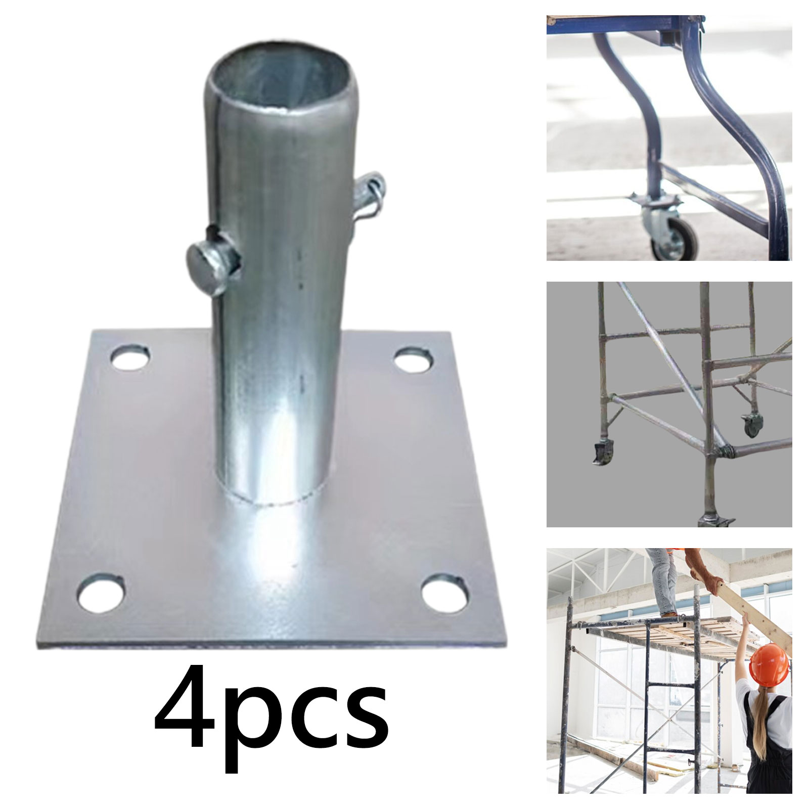 Base de andaime galvanizada com pino, placas de base de andaime quadradas, peças de andaime para construção