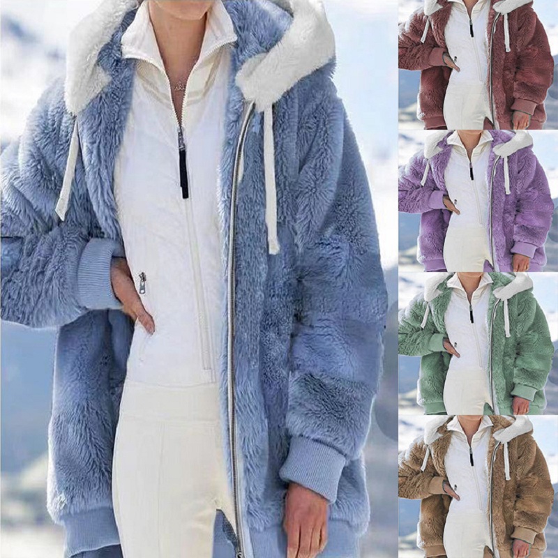 Veste ample à capuche avec fermeture éclair pour femme, nouveau Style d'automne et d'hiver