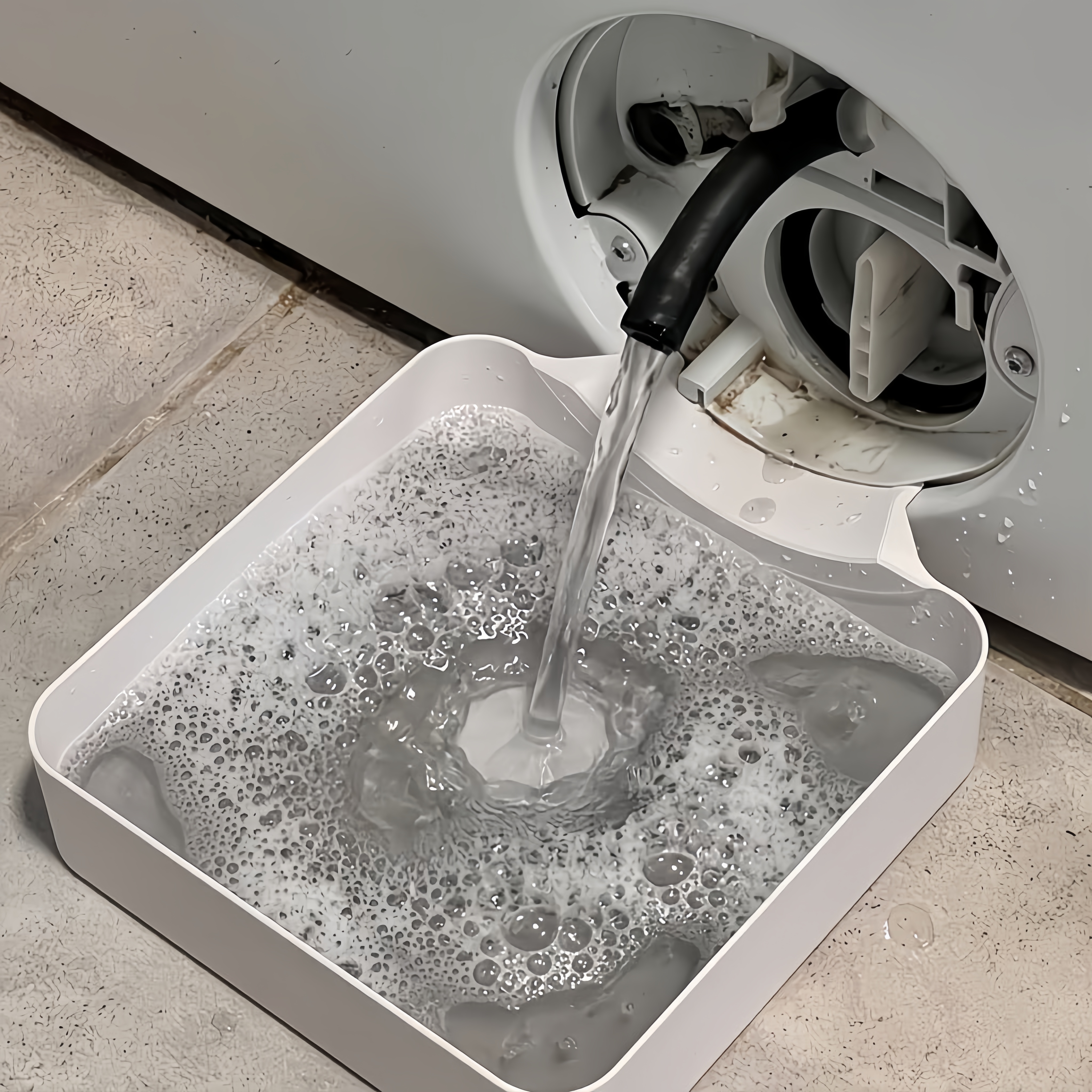 Waschmaschinen-Auffangwanne fĂŒr Abwasser, kein Ăberlaufen, mit Fussel- und Fremdkörperfilter, Wasserauffangbox fĂŒr sauberen Waschraum