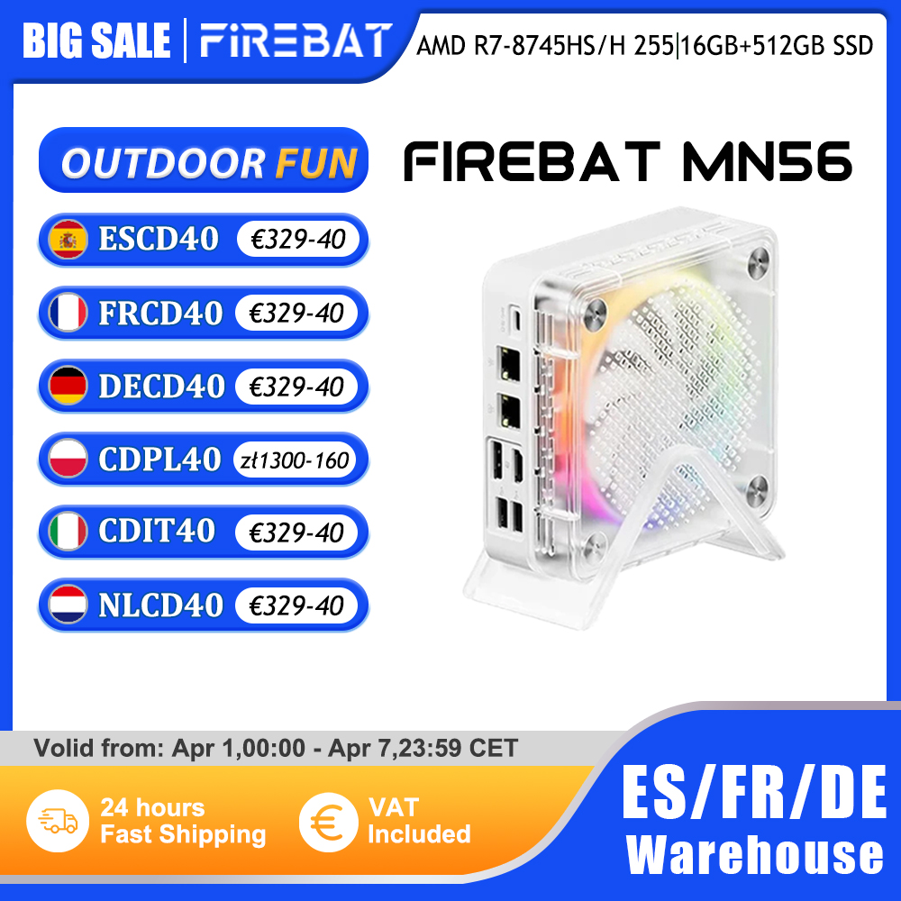 FIREBAT MN56 MINI PC AMD R7-8745HS H 255 Windows11 DDR5 16GB + 512GB SSD 8 Core Computer desktop BT 5.2 WIFI6 HDMI TYPE-C USB