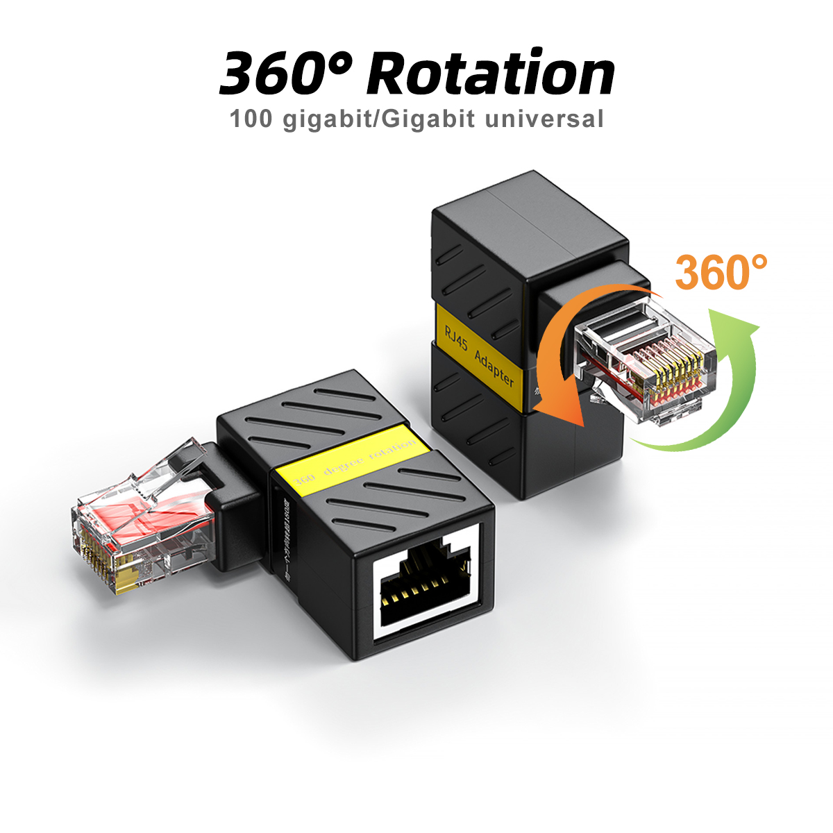 360 Rotate RJ45 Male To Female Converter 90 Degree Extension Adapter for Cat5 Cat6 LAN Ethernet Network Cable Connector Extender