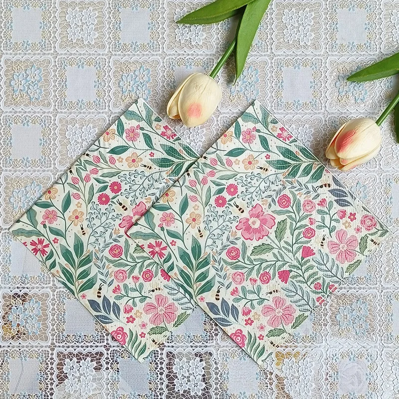 20 pièces 33cm 2 couches nouvelle Version complète motif Floral serviettes fête créative décorative papier pour bricolage Restaurant papier tapis de pique-nique