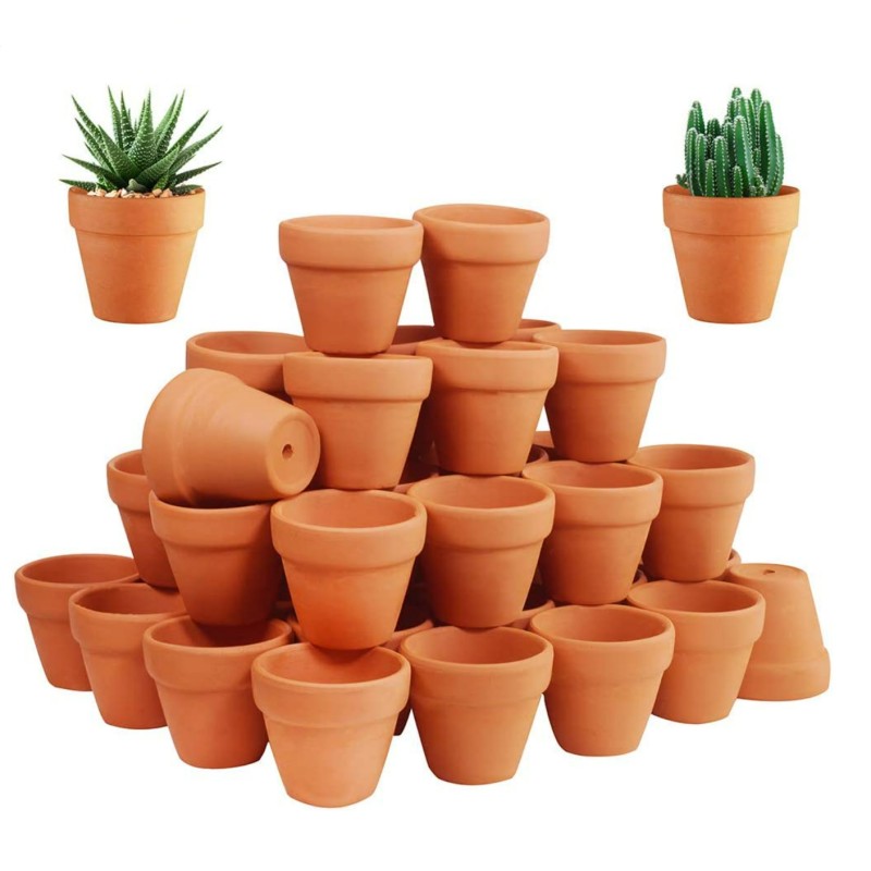 50 stuks kleine terracotta potten - 1,3 inch kleine mini kleipotten met drainagegaten bloemkwekerij terra cotta potten voor binnen/buiten