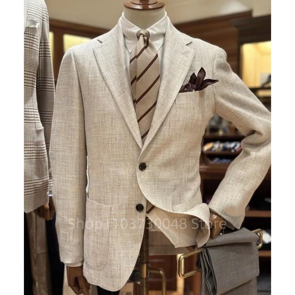Blazer Masculino Casual para Casamento/Negócios, Slim Fit, 1 Peça, Jaqueta de Linho Slim Fit para Verão/Praia, Casaco de Terno Moderno com Lapela Entalhada