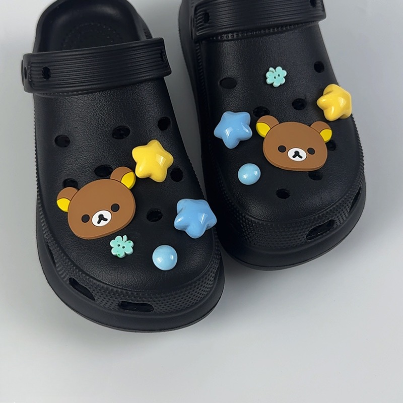 Lot de 10 breloques pour chaussures d'été, accessoires pour sabots, boucles de chaussures, décorations DIY mignonnes en résine (ours, pentagramme)