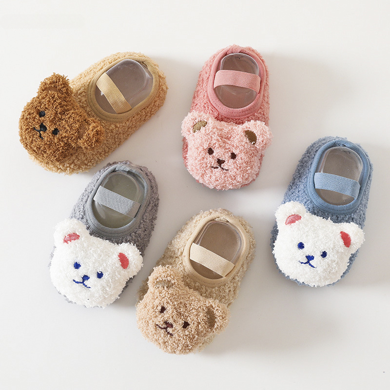 Urso dos desenhos animados sapatos de bebê inverno grosso quente sapatos recém-nascidos sola antiderrapante macio pelúcia da criança crianças menino meninas infantil primeiros caminhantes