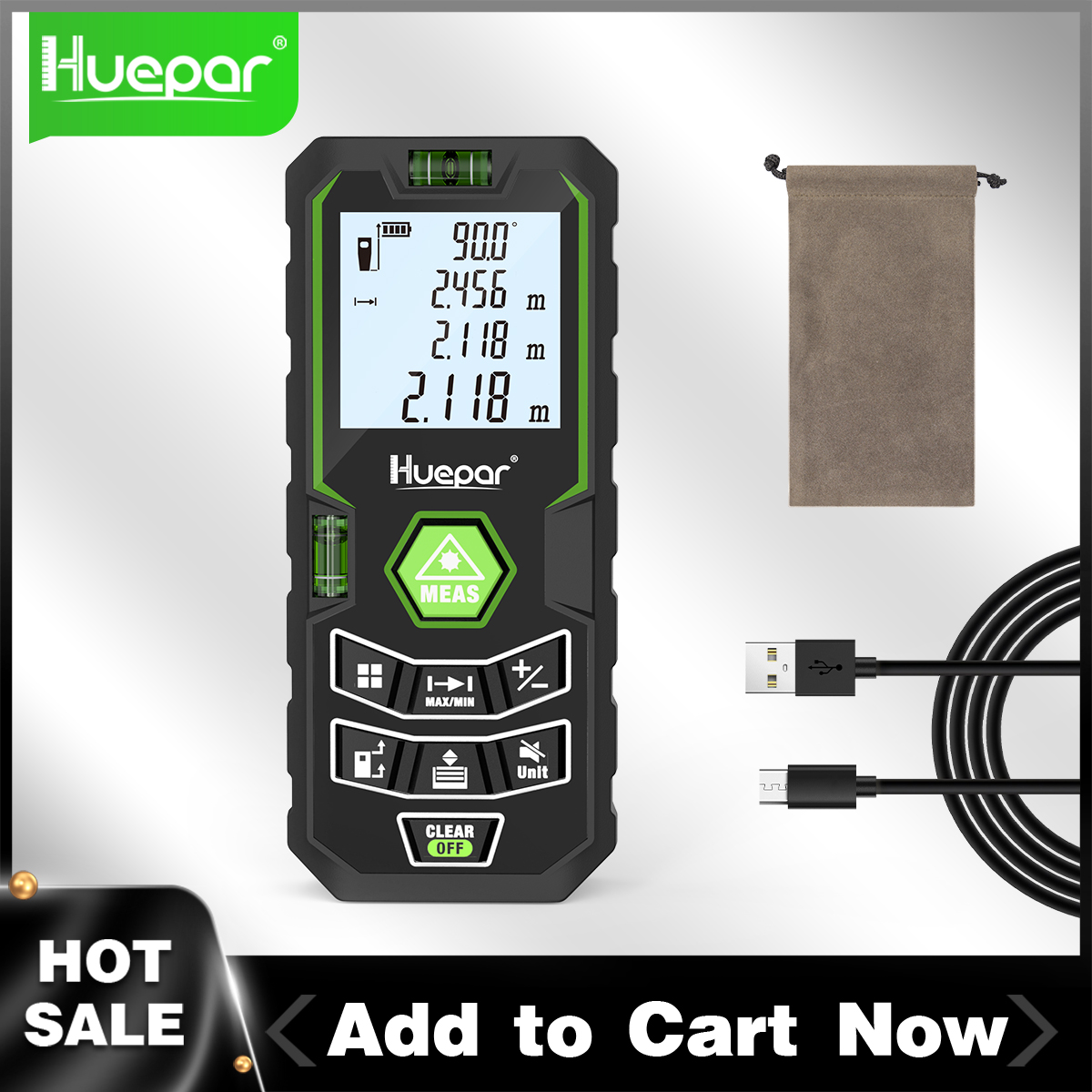 Misuratore di distanza laser Huepar X6-50/100/120M/In/Ft Misuratore laser LCD retroilluminato con sensore di volume dell'angolo elettrico Multi-modalità