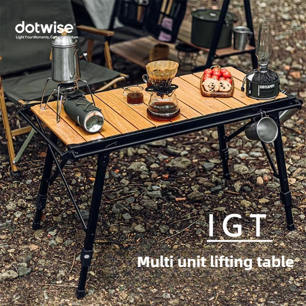 Dotwise Campingtisch, faltbar, tragbar, IGT-Außentisch, höhenverstellbar, Aluminiumlegierung, für Grill, Picknick, Angeln im Freien