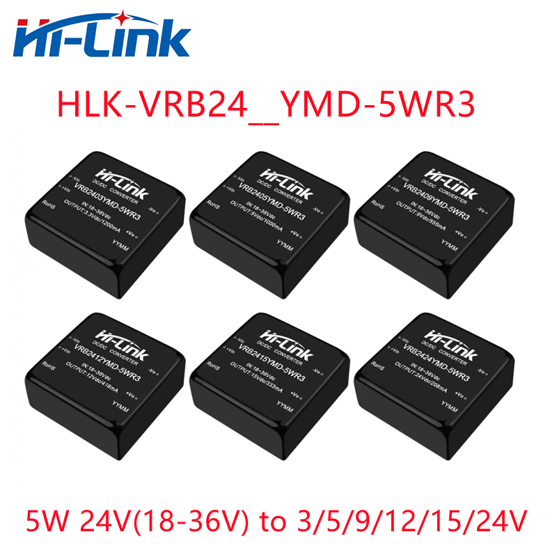 Hi-Link 5W DCDC Konverter Terisolasi 24V ke 3/5/9/12/15/24V Modul Catu Daya Switching VRB21205YMD-5WR3 VRB2405YMD-10WR3