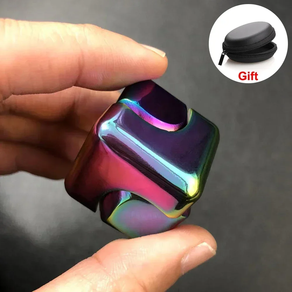 Metalowa kostka obrotowy żyroskop na czubku palca Fidget zabawki antystresowe dla dorosłych biuro w domu podróż przenośne zabawki typu spinner prezenty świąteczne