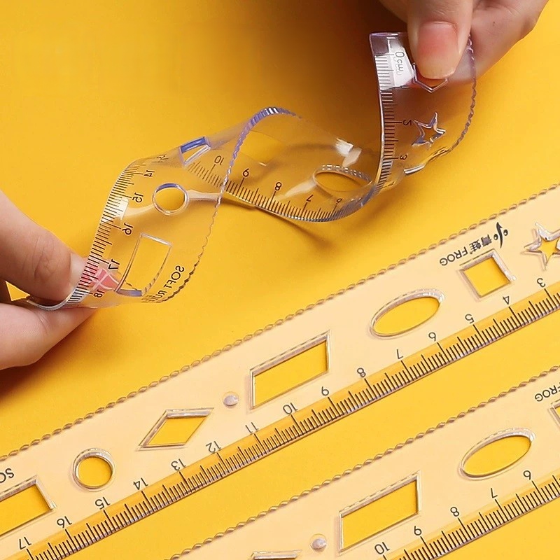 Reglas de Papelería, Reglas de Plástico Suave Transparente, Portátiles y Coloridas para Estudiantes, para la Escuela, el Hogar y la Oficina
