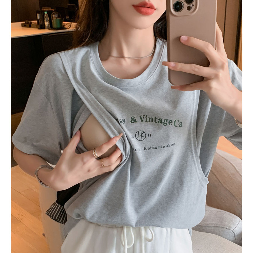 Летняя футболка для кормящих мам в стиле Hot Mom, универсальная одежда для послеродового периода, с коротким рукавом, для кормления грудью.