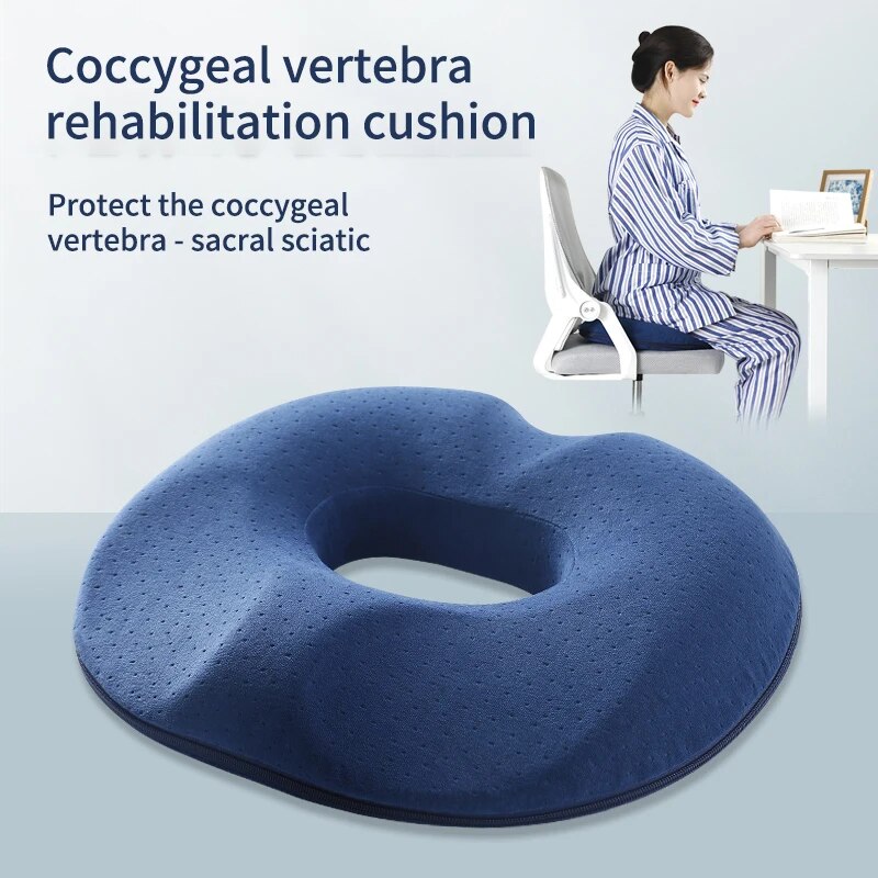 Cojín de asiento de oficina de algodón viscoelástico, cojín de descompresión postoperatorio para coxis masculino y femenino para hemorroides