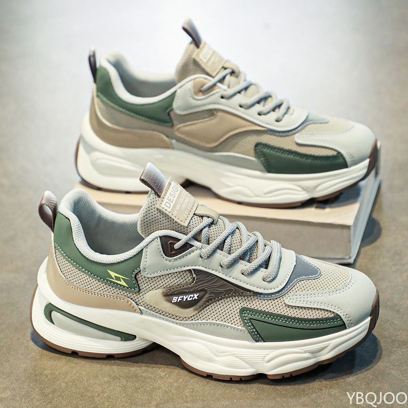 Heren lente herfst nieuwe ademende veelzijdige slijtvaste mesh sportschoenen casual comfortabele herenschoenen met dikke zolen