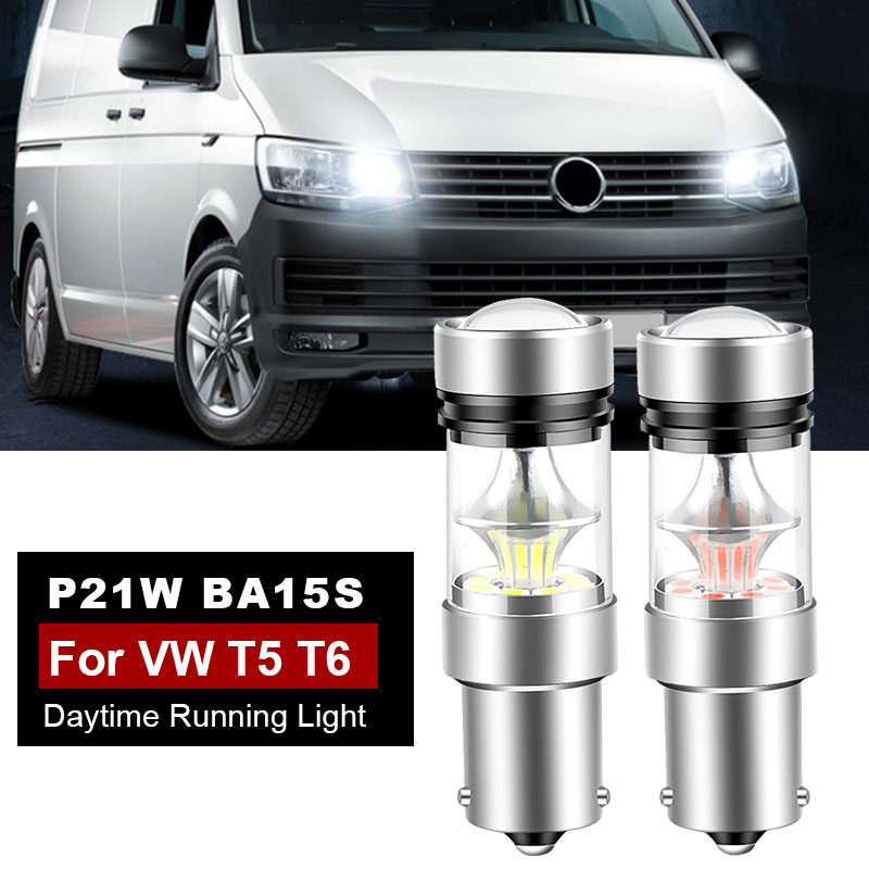 2 pezzi per VW T5 T5.1 T6 Transporter LED luce di marcia diurna DRL lampadina Canbus nessun errore P21W BA15S 1156