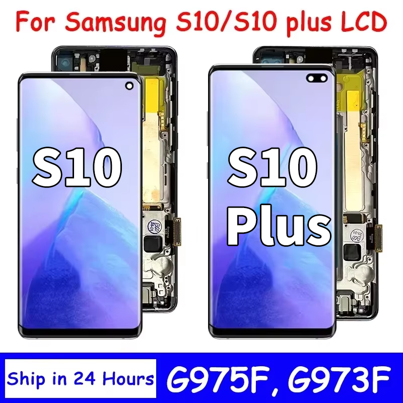 Pantalla LCD TFT de Calidad con Marco para Samsung S10 Plus S10+ G975F, Pantalla Táctil Digital para Samsung S10 G973F, Repuesto de Pantalla