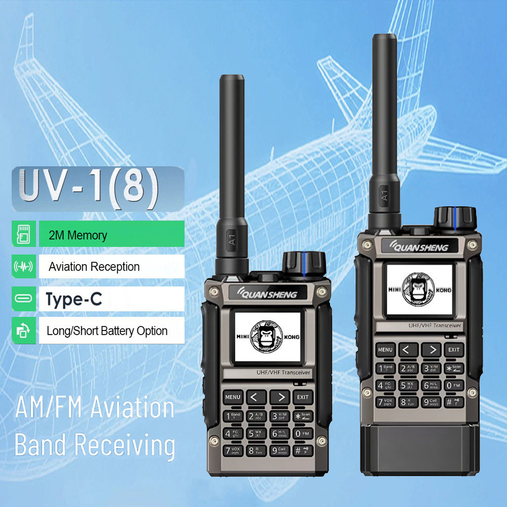 Quansheng UV-K1(8) Walkie Talkie de banda aérea copia de frecuencia inalámbrica tipo C carga multibanda UHF VHF Radioaficionado