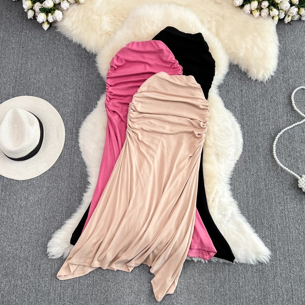 Jupe plissée taille haute élastique pour femmes, élégante, chic, sexy, mode coréenne, vintage, ligne A, chic, mince, décontracté, vêtements d'été