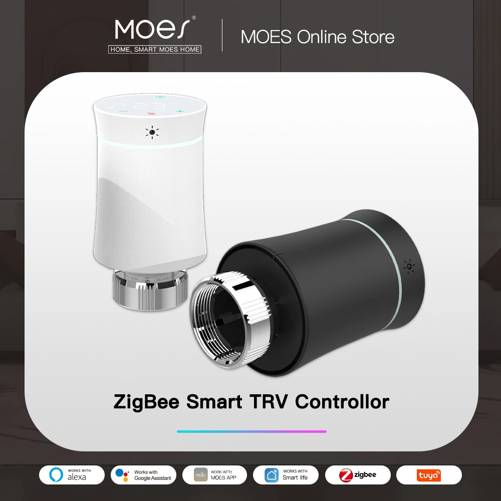 MOES Tuya ZigBee3.0 nueva válvula actuadora de radiador termostato programable inteligente calentador de temperatura TRV Alexa Control de voz
