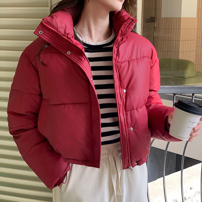 Chaqueta de algodón con cuello alto para mujer, parka cálida y ligera, a la moda, novedad de invierno, 2024