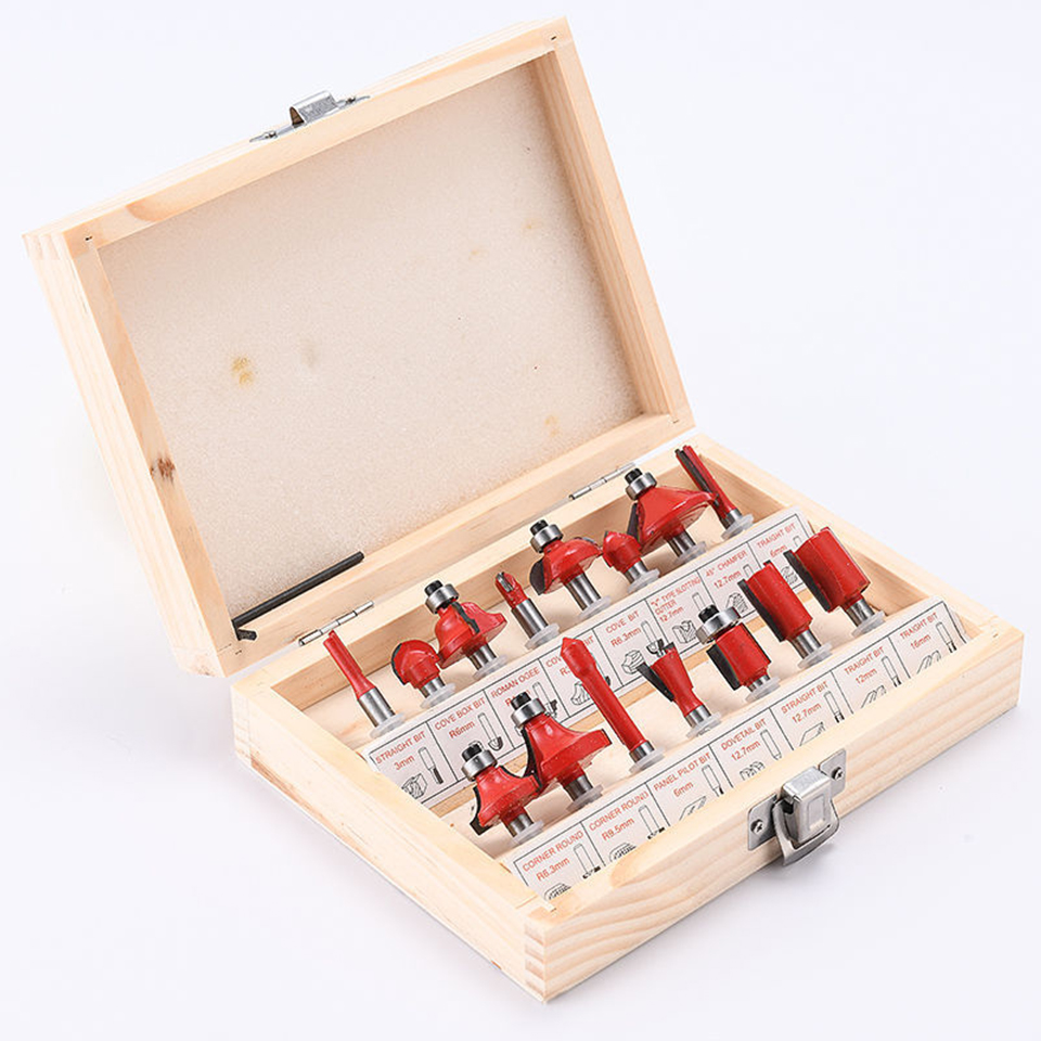 15-teiliges Fräser-Set für Holzfräser, Holzbearbeitung, elektrischer Trimmer, Holzfräsen, Gravieren, Schlitzen, Trimmmaschine
