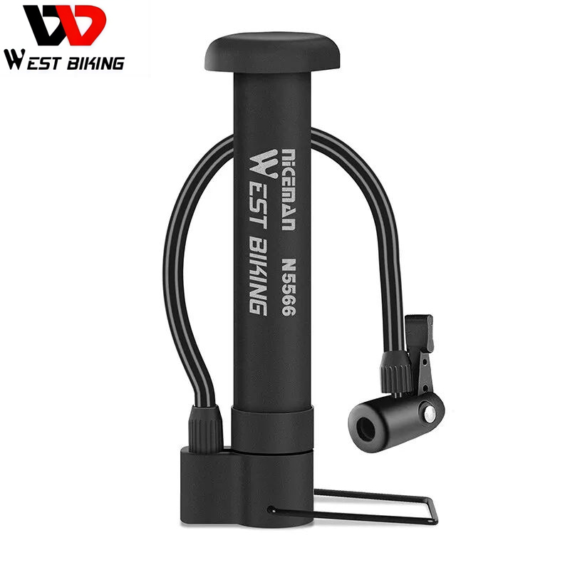 WEST BIKING-MTB Fietspomp, 80PSI Fiets Handmatige Luchtpomp, Ballon Bandenpomp, Schraderventiel, Vloerpomp, Fietsaccessoires