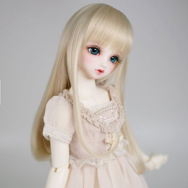 1/3 1/4 1/6 Bjd Peruka Akcesoria dla 60cm Lalka Jasne Złote Długie Włosy z Grzywką Ubierz Dziewczyna Diy Toys