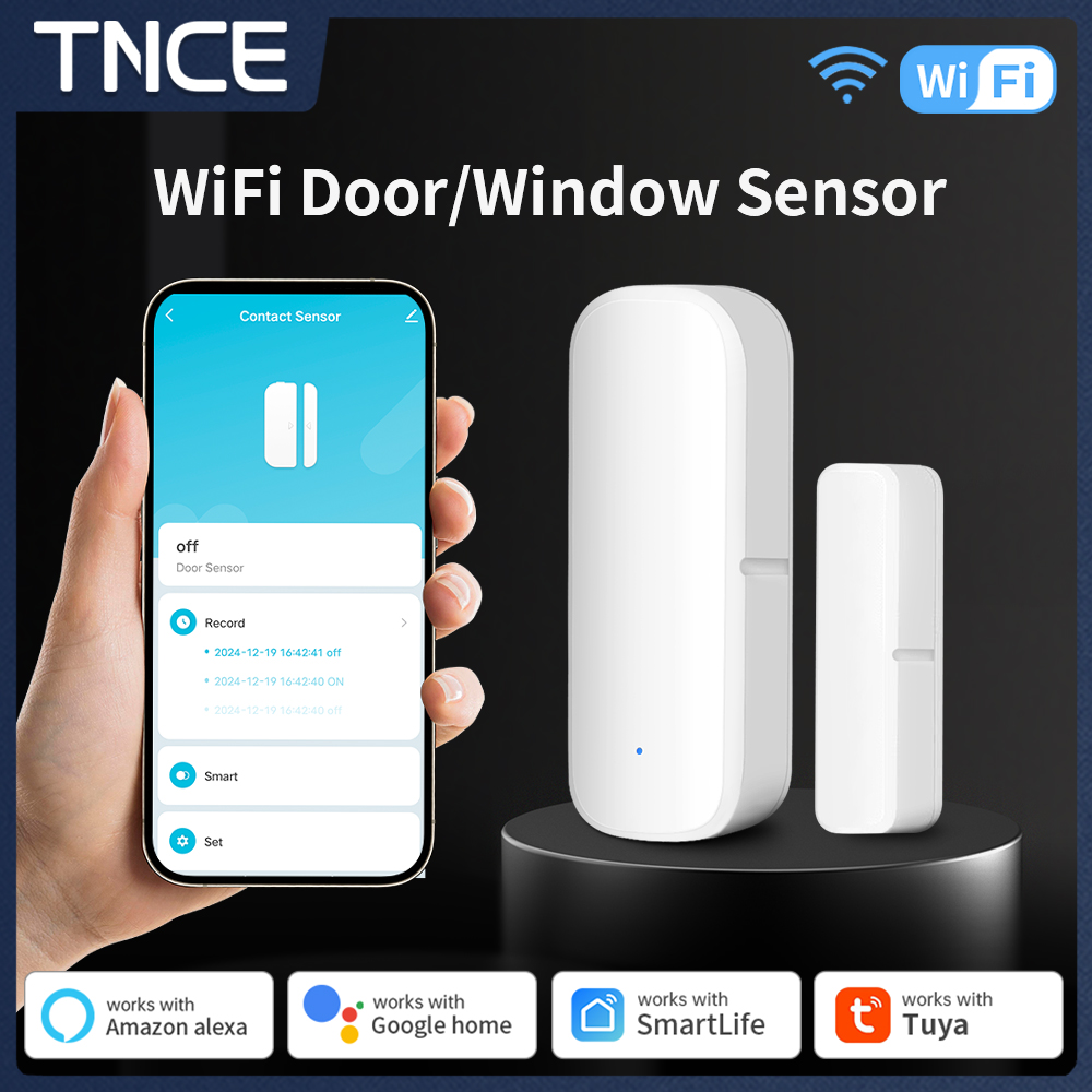 TNCE Tuya Sensore per porte e finestre wifi/zigbee, rilevatore di apertura e chiusura Sistema di allarme di sicurezza domestica, telecomando Smart Life Alexa Google