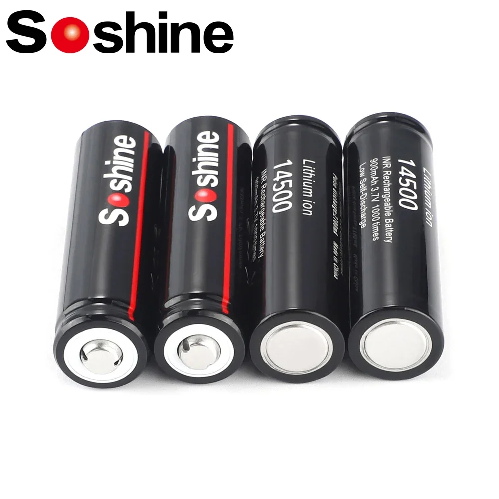Soshine 14500 AA литий-ионная батарея 3,7 В 900 мАч литиевые батареи 1000 раз для светодиодного фонарика игрушки калькулятор
