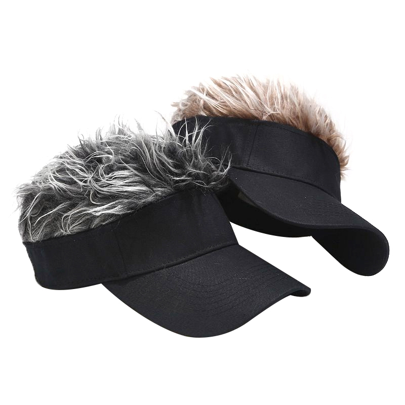 Gorra de béisbol de Golf para hombre y mujer, gorro con pelo falso, visera para el sol, peluquín divertido, pelo con pinchos
