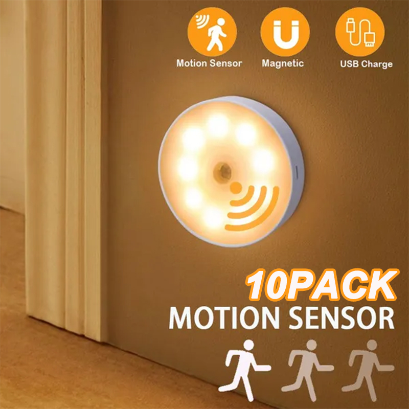 PIR Motion Sensor LED Nachtlicht USB Aufladbare Nacht Lampe Für Küche Schrank Garderobe Lampe Treppe Drahtlose Schrank Licht