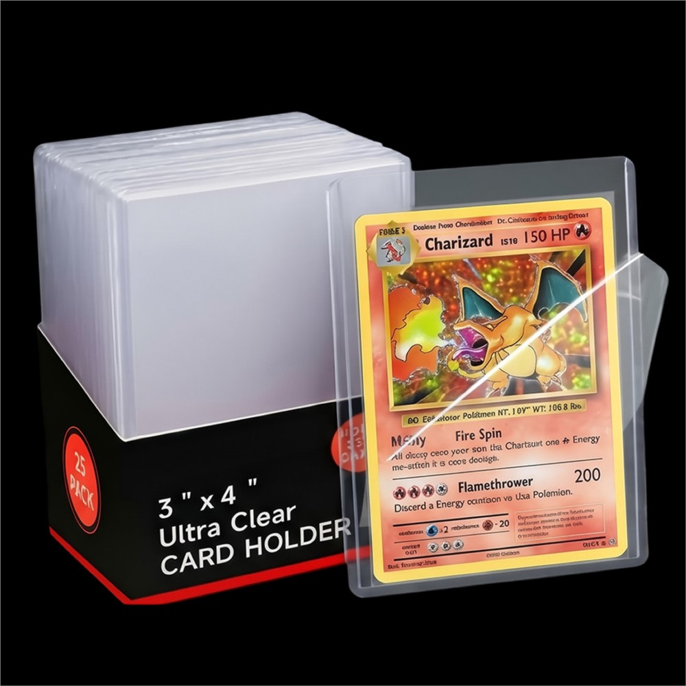 25-100 unidades de protetores rígidos transparentes anti-riscos de 3" x 4" para cartas de Pokémon, jogos de beisebol, esportes e troca de cartas, compatíveis com toploaders.
