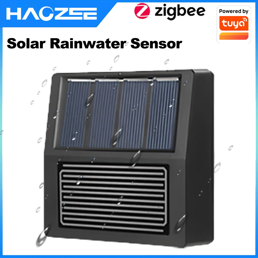 Haozee Tuya Zigbee Solar Rain Sensor Wireless App Control Real-Time Rain Detection Support Home Assistant Zigbee2mqtt