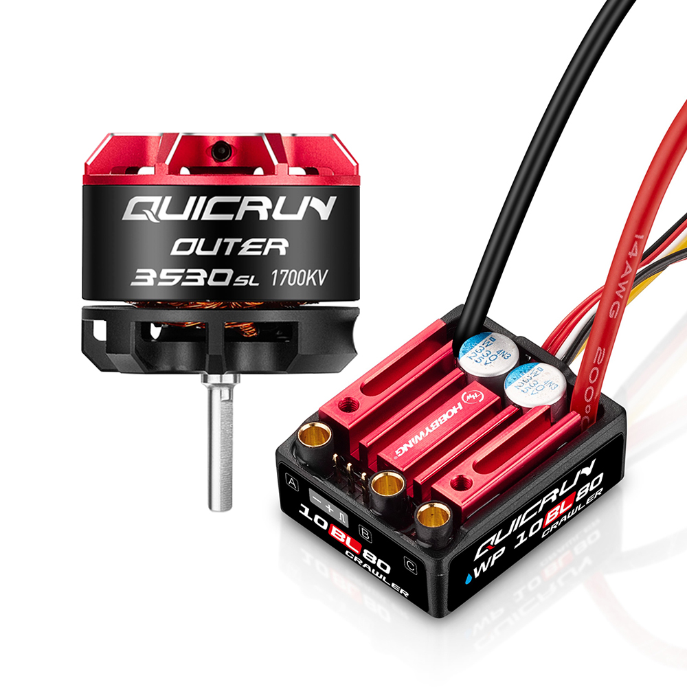 Hobbywing Quicrun WP 10BL80 2-4S 80A ESC étanche et moteur extérieur 3530SL 1700KV/2200KV