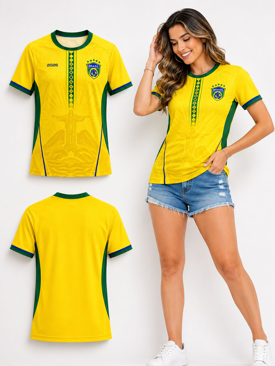 Sommer Neue Brasilien Fußballtrikots für Herren 2026 Fußball-Fan-T-Shirts Atmungsaktive Mesh-Tees Fan-Geschenke Herrenbekleidung