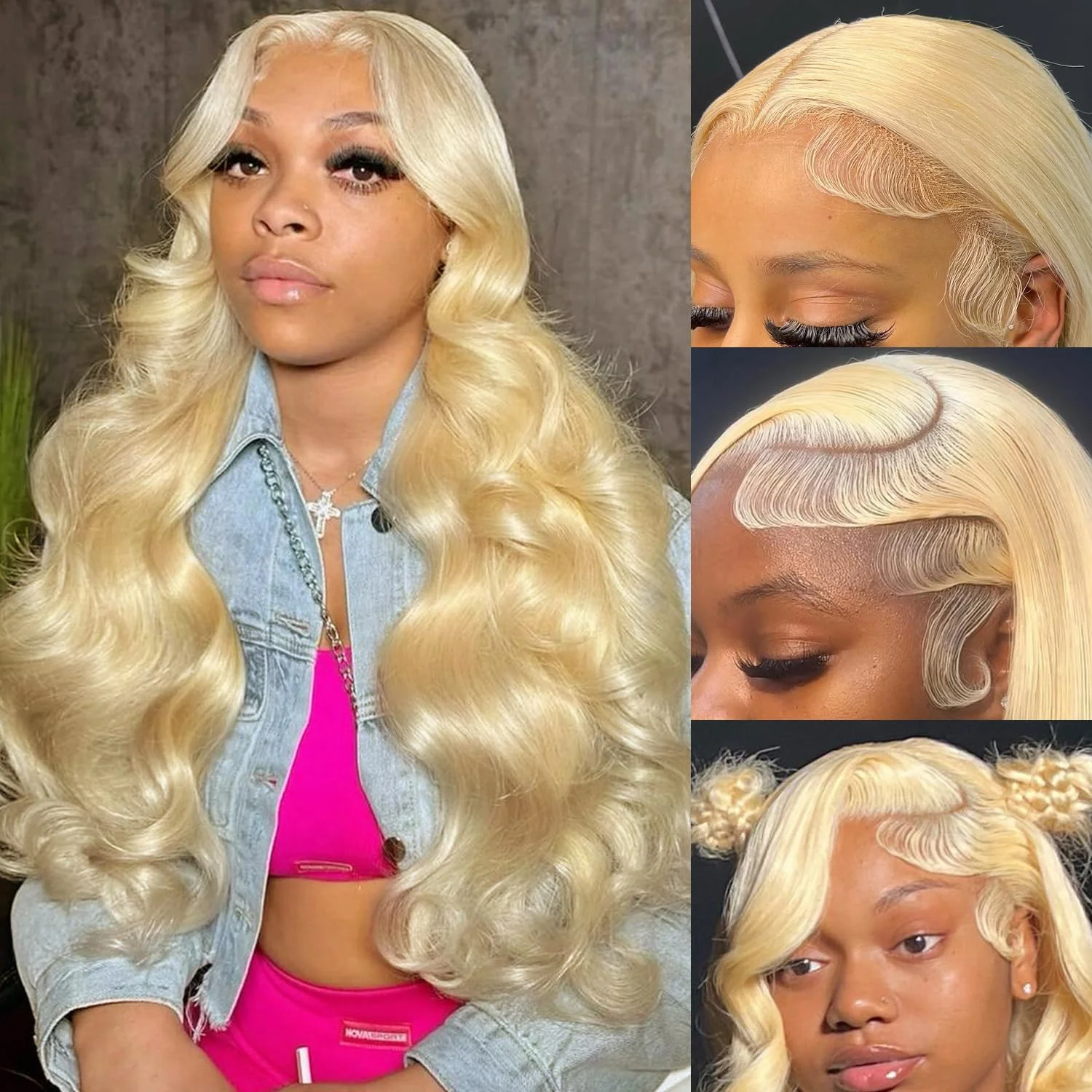 613 Parrucca di capelli umani 13x6 Onda del corpo Bionda HD Parrucca frontale in pizzo Pre pizzicata 13x4 Parrucche anteriori in pizzo trasparente per le donne Densità 200%