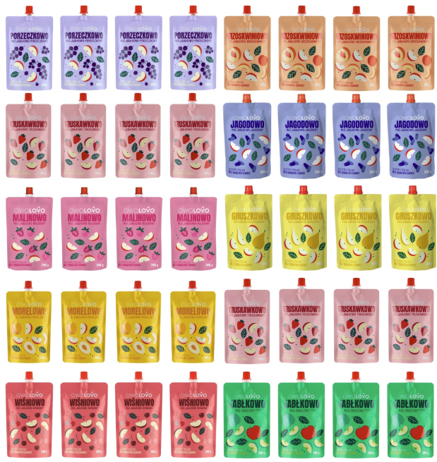 Owolovo Mix musów owocowych Mega Zestaw 40 x 200 g