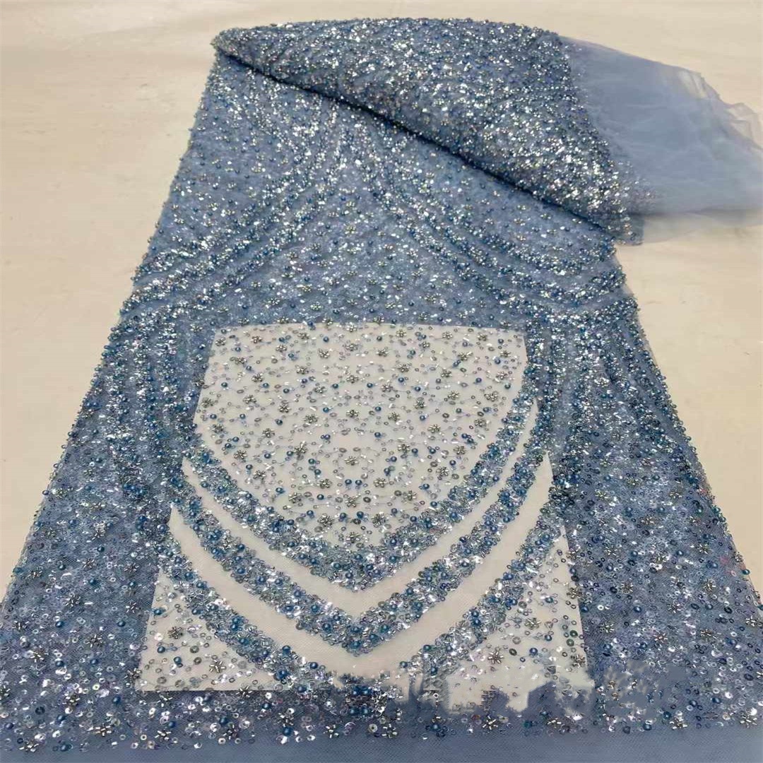 8-kleuren geborduurde diamanten pailletten buis mesh stof jurken podiumkleding bruids avondfeest doek materiaal accessoires