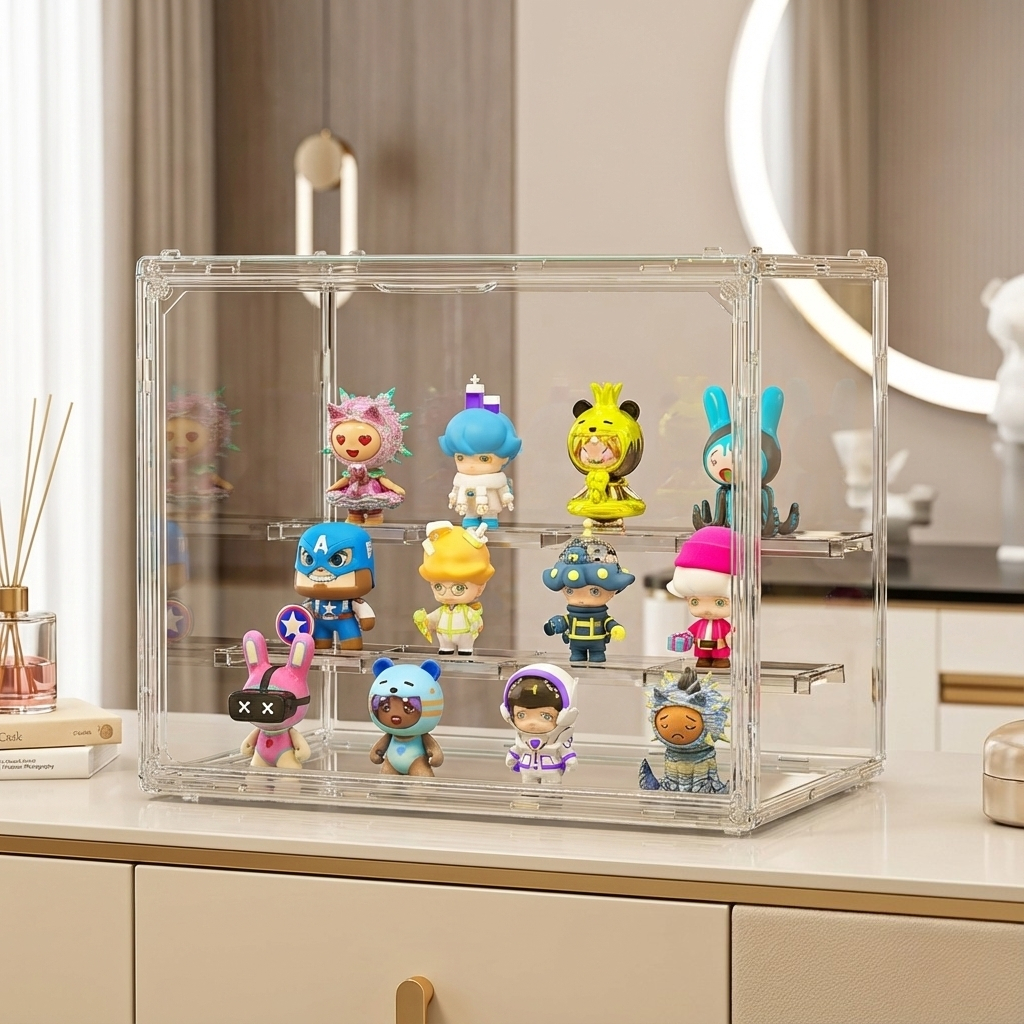 Organizador acrílico para figuras coleccionables y caja ciega, estantes de exhibición en miniatura transparentes de gran capacidad y alta definición