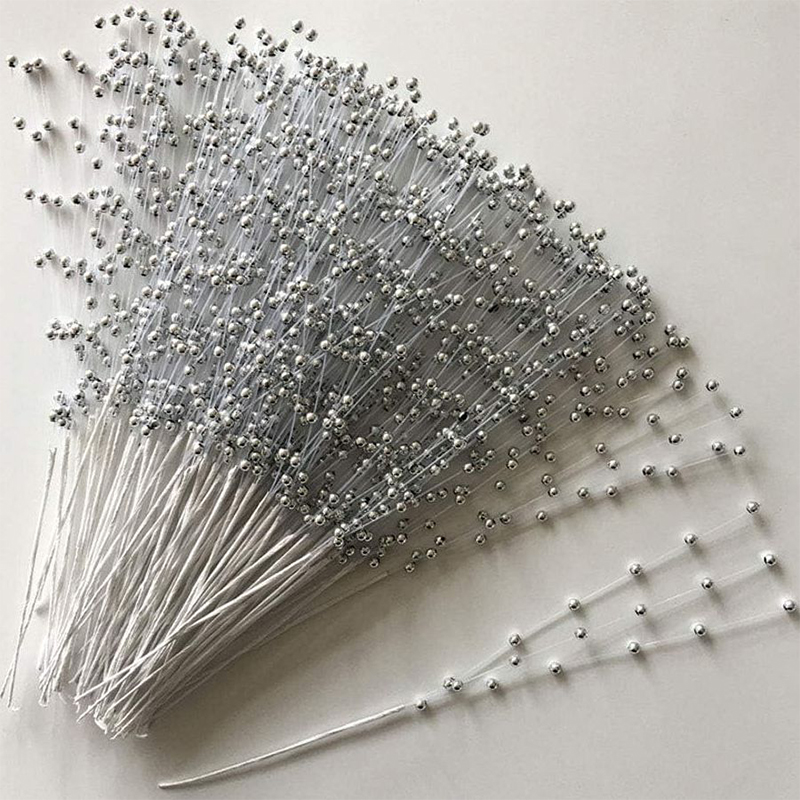 Cuentas de perlas artificiales para decoración de ramo de boda, palos de cadena, guirnalda de flores para novia, suministros para fiestas de Navidad, 5/10 piezas