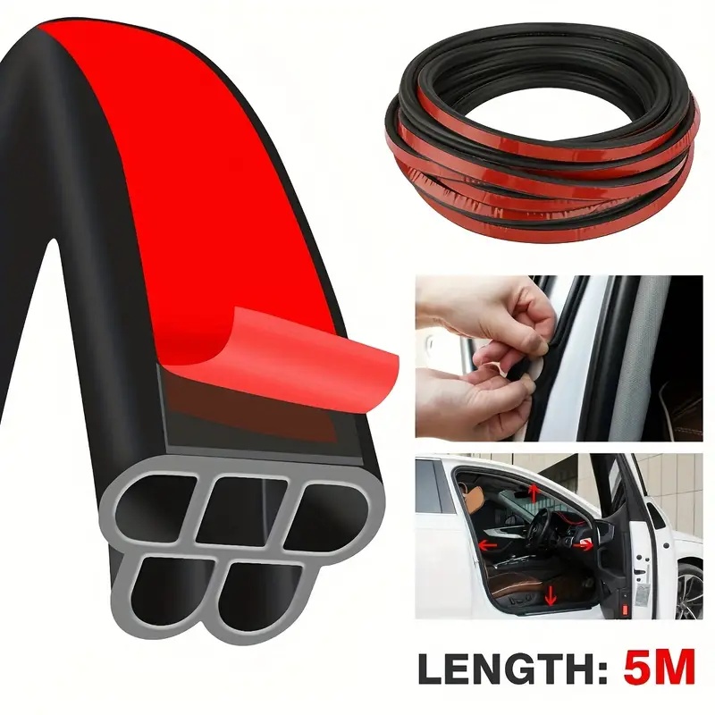 Faixa universal de borracha para porta de carro, 5m, fácil instalação e proteção à prova de intempéries