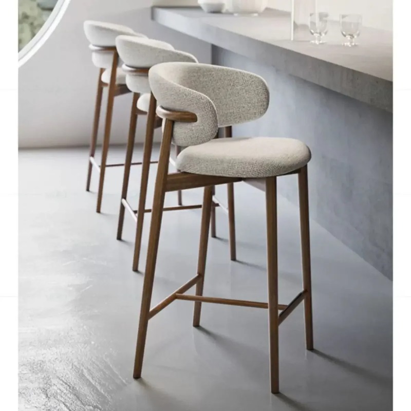 Cadeiras modernas de madeira maciça luxo l ilha nórdica mesa barra pé alto design simples casa confortável volta lazer cadeiras barra
