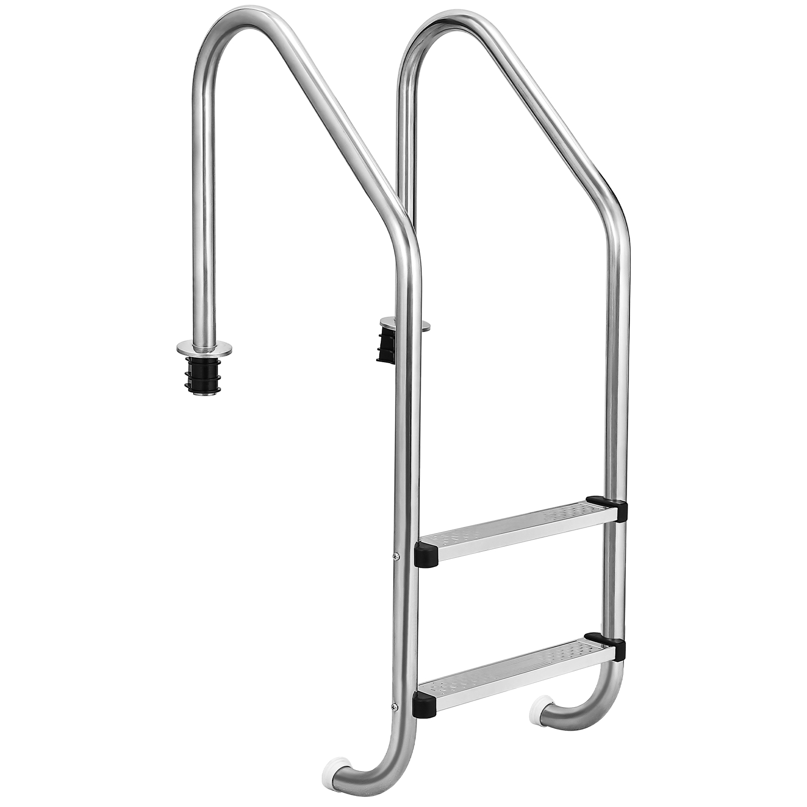 Anpassbare Schwimmbadleiter, 4-stufig, in der Boden eingelassener Edelstahl für drinnen und draußen, robust, rutschfest, einfach