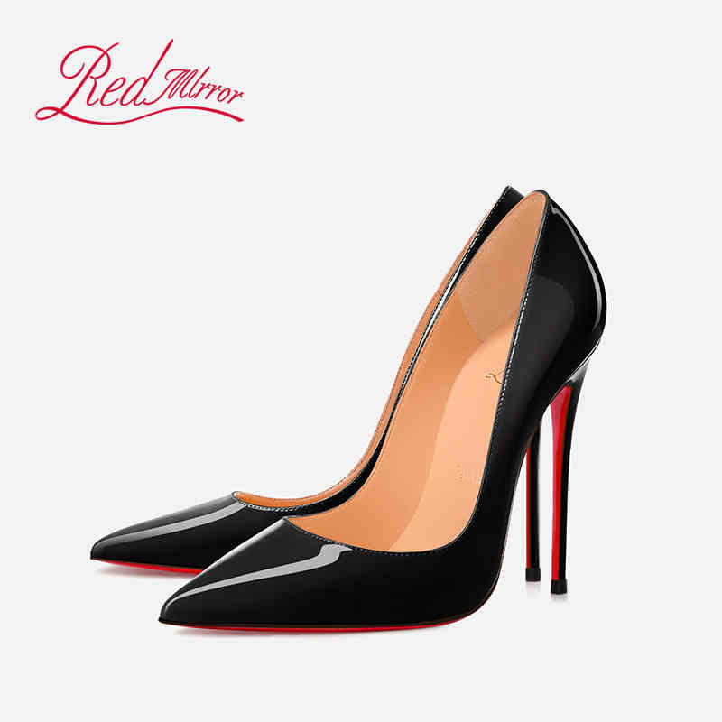 Elegante High Heels für schwarze Damen, rote glänzende Unterteile, Luxusmarke, Damen-Absätze, Trend 2022, spitze Zehen, sexy Party-Pumps, Schuhe für Damen